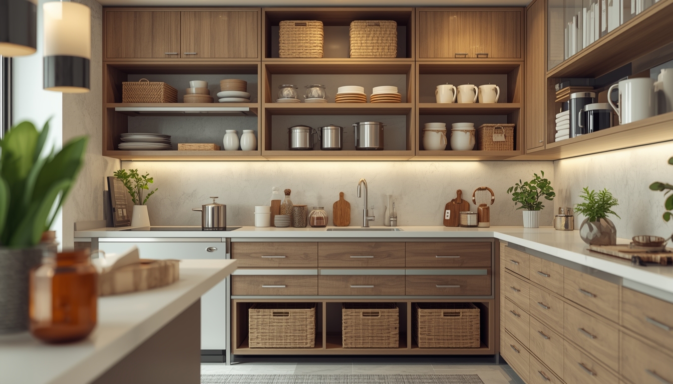 Organized kitchen with efficient storage solutions